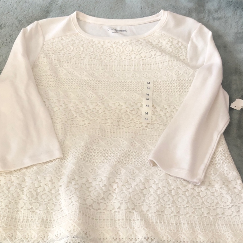 NWPT White Lace Long Sleeve Top
